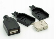Wtyk USB typ A montażowy na kabel z osłoną