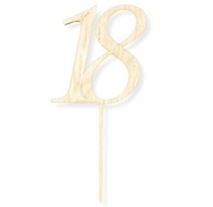 Drewniany topper liczba 18 osiemnastka na piku na urodziny tort decoupage