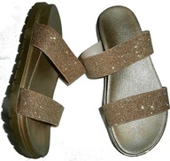 ZŁOTE BUTY SANDAŁY KLAPKI 37 BDB+