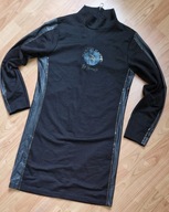 Czarna sukienka z cyrkoniami swiecącymi kamyczkami wstawki lycra M