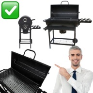 GRILL WĘGLOWY DUŻY OGRODOWY ŻELIWNY RUSZT 70 x 35 cm POKRYWA I TERMOMETR