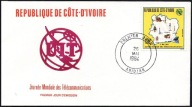 **COTE D'IVOIRE - KOSMOS - TELEKOMUNIKACJA - UIT - MAPA - FDC - K74