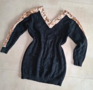 Sweter elegancki czarny ze złotymi cekinami roz. M/L