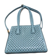 TOREBKA DAMSKA EKOSKÓRA Z PASKIEM USZTYWNIANA NIEBIESKA Z AŻUREM__