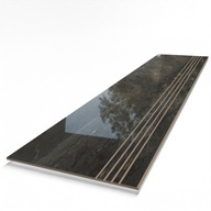 Stopnica Marmur Grafit 120x30 Poler – Gres Premium z Nacięciami, Połysk