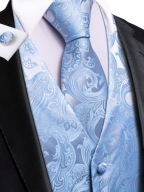 L XL Kamizelka Krawat Muszka poszetka spinki ślubna błękitna