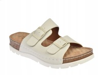 Białe Wsuwane Odkryte Klapki Medyczne na Niskim Obcasie KL-3-Y34 R. 38