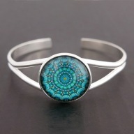 Bransoletka duża metalowa BANGLE turkus indyjska Mandala Cudów etno boho