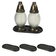 PODSTAWKA POD ZNICZE 35 CM CZARNA | SOLIDNA PODSTAWA NA GRÓB | ZESTAW 3 SZT