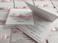 Zaproszenie komunijne Zaproszenia na komunię różowe białe