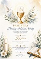 Personalizowana pamiątka Pierwszej Komunii Świętej w ramce A4