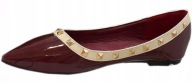 Nowe Lakier Baletki Dżety Lamówka Red 7302 38