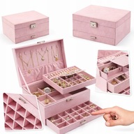 SZKATUŁKA NA BIŻUTERIĘ PIERŚCIONKI DUŻA KUFEREK ORGANIZER PUDEŁKO ETUI BOX