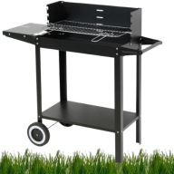 GRILL WĘGLOWY LUND Z PÓŁKĄ DUŻY RUSZT 48X26,5CM DO OGRODU MOBILNY