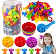 ZESTAW DO NAUKI LICZENIA I KOLORÓW CHWYTANIA GRA SORTER MONTESSORI LOGIKA