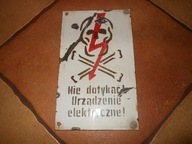 EMALIOWANA TABLICZKA Z CZASZKĄ NIE DOTYKAĆ