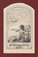 Gdańsk Danzig Exlibris Lydia Schulze ekslibris sygnowany na płycie Jahn