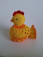 Kurka Wielkanocna do koszyczka na szydełku żółta handmade