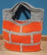 Torebka handmade torba Rękodzieło pomarańczowa wzór cegła ściana