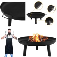 PALENISKO OGRODOWE METALOWE GRILL NA OGNISKO DUŻE TRÓJNÓG Z UCHWYTAMI 80CM