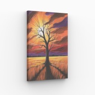 Obraz na Płótnie 30x40cm Drzewo Pośrodku Łąki Natura Pole Niebo Design
