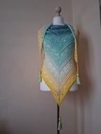 Chusta ręcznie robiona na szydełku, szer. 210cm x wys.100cm,merynos, K2