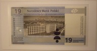 19 zł 2019 100 LECIE LAT PWPW SUPER RADAR RP0034743 UNC + FOLDER