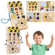 HIT DREWNIANA TABLICA MANIPULACYJNA Montessori WŁĄCZNIK ŚWIATŁA LED W051