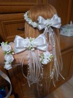 Wianek komunijny bialo zielony zestaw