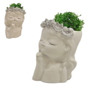 MAŁA OSŁONKA GIPSOWA DONICZKA DEKORACYJNA BROKAT SZTUCZNY MECH KWIATY