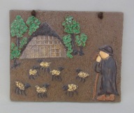 Kamienna, ceramiczna płaskorzeźba, obraz - Pasterz