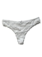 Majtki stringi koronkowe z kokardką damskie białe, roz. M