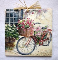 Robótkownia Obrazek na kafelku 15x15 Rower i okno z lewej