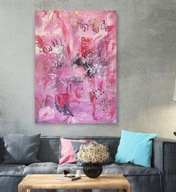 Obraz Duży 100/70 Malarstwo Oryginalne Różowa Abstrakcja Natalia Stanova