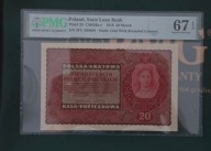 20 Marek 1919 rok UNC - STAN BANKOWY - PMG 67 EPQ MAX NOTA !