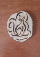 Podkładka / podstawka drewniana pod kubek - kot / kotek | handmade