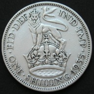 Wielka Brytania 1 shilling 1935 - król Jerzy V - srebro