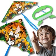 latawiec 58 cm dla dzieci z wstążkami i linką kolorowy duży trójkątny