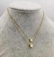 45813 Celebrytka podwójna złota stal chirurgiczna kostki z napisem love