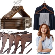 Amber Home – Drewniane Wieszaki na Ubrania Orzechowe 44,5 cm Zestaw 20 szt