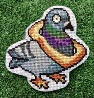 gołąb z chlebem haft zawieszka brelok