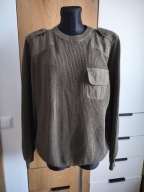 Masywny sweter męski bawełna 3XL ściągacz khaki myśliwski Livergy