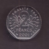 Francja - 2 Frank 2001 rok - poszukiwany rocznik