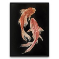 Plakat z ramą 50x70cm Dwie Ryby Koi Yin Yang Orient Woda Zen Tatuaż