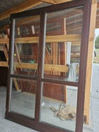 DRZWI/OKNO Balkonowe Mahoniowe Drewniane Dwuskrzydłowe 172x245cm