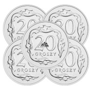 5x 20 groszy 2026 r. stan menniczy z woreczka