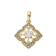 86374 Zawieszka stal chirurgiczna 316L pozłacana 18k lilia z cyrkoniami