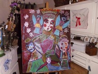 obraz abstrakcja- Maryja z Jezuskiem-Balbina Wrońska