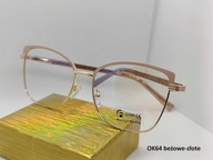 OK64 Okulary Zerówki Damskie Złote-beżowe