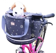 Koszyk na rower w srebrne łapki Fotelik dla psa transporter kosz na zakupy